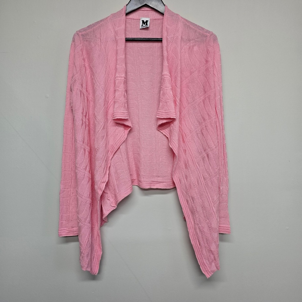 M Missoni Cardigan Women 42 Pink Virgin Wool Viscose Draped Waterfall Knit